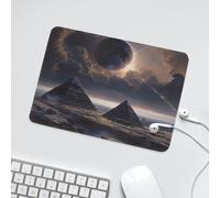 LUYYSKY Rustic Desert Pyramid Waterproof Base Mouse Pad Vintage Watercolor Full Moon Ancient Egyptian Pyramid Desk Accessories Decor Lightweight Mouse Pad-24 x 20 CM