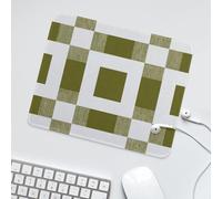 LUYYSKY Rustic Green&White Square Pattern Waterproof Base Mouse Pad Classic Mid Century Minimalist Geometric Print Desk Accessories Decor Lightweight Mouse Pad-30 x 25 CM