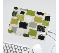 LUYYSKY Rustic Minimalist Square Pattern Non-Slip Rubber Mouse Pad Retro Mid Century Square Crayon Texture Black&Green Print Mouse Pads for Computers Laptop Mouse-24 x 20 CM