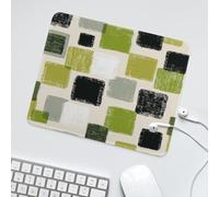 LUYYSKY Rustic Minimalist Square Pattern Non-Slip Rubber Mouse Pad Retro Mid Century Square Crayon Texture Black&Green Print Mouse Pads for Computers Laptop Mouse-30 x 25 CM