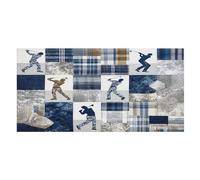LUYYSKY Rustic Modern Golf Absorbent Beach Towel, Vintage Realistic Blue Patchwork Golfers Sports Theme Outdoor Single-Sided Velvet Beach Towel