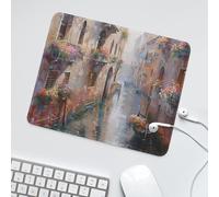 LUYYSKY Rustic Oil Painting Landscape Non-Slip Rubber Mouse Pad Modern Painting Art Mid Century Floral Architecture Mouse Pads for Computers Laptop Mouse-30 x 25 CM