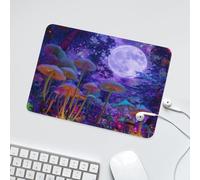 LUYYSKY Rustic Realistic Colorful Mushroom Non-Slip Rubber Mouse Pad Retro Oil Painting Full Moon Fairy Tale Forest Botanical Mushroom Mouse Pads for Computers Laptop Mouse-24 x 20 CM
