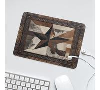 LUYYSKY Rustic Texas Star Pattern Waterproof Base Mouse Pad Fantasy Classic American Western Geometric Star Print Wooden Texture Desk Accessories Decor Lightweight Mouse Pad-24 x 20 CM