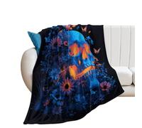 LUYYSKY Rustic Vintage Gothic Skeleton Flannel Blanket Bedding Sofa Decor Cool Aesthetic Skull Skeleton Daisies Flowers Animal Butterfly Soft Warm Throw Blanket, 150x200 cm