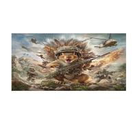 LUYYSKY Rustic Vintage Squirrel Absorbent Beach Towel, Cute Funny Ethnic American Soldier War Theme Wildlife Outdoor Single-Sided Velvet Beach Towel