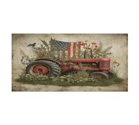 LUYYSKY Rustic Vintage Tractor Quick-Drying Beach Towel, Realistic American Western Farm Wildflower Old Red Tractor Travel Vacation Single Sided Pile Bathroom Towels