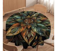 LUYYSKY Rustic Watercolor William Morris Floral Round Tablecloth Boho Spring Garden Plants Floral Washable Decor for Table Cover for Kitchen-70 Wx70 L