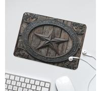 LUYYSKY Rustic Western Star Pattern Non-Slip Rubber Mouse Pad Vintage Minimalist Texas Star Print Wooden Board Mouse Pads for Computers Laptop Mouse-24 x 20 CM