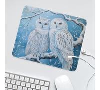 LUYYSKY Rustic Winter Owl Waterproof Base Mouse Pad Modern Painting Art Moon Forest Wildlife Owl Desk Accessories Decor Lightweight Mouse Pad-30 x 25 CM