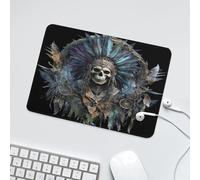 LUYYSKY Spooky Exotic Gothic Skeleton Non-Slip Rubber Mouse Pad Beautiful Abstract Halloween Tribal Feather Dreamcatcher Skull Mouse Pads for Computers Laptop Mouse-24 x 20 CM
