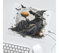 LUYYSKY Spooky Watercolor Skeleton Witch Waterproof Base Mouse Pad Halloween Realistic Full Moon Night Animal Bats Plant Pumpkins Skull Desk Accessories Decor Lightweight Mouse Pad-30 x 25 CM