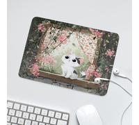 LUYYSKY Traditional Japanese White Cat Waterproof Base Mouse Pad Funny Anime Open Window Forest Plants Trees Flowers Animal Cat Desk Accessories Decor Lightweight Mouse Pad-24 x 20 CM