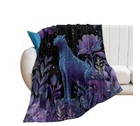 LUYYSKY Vintage Abstract Boho Leopard Flannel Blanket Bedding Sofa Decor Beautiful Exotic Plant Floral Animal Leopard Moon Star Print Soft Warm Throw Blanket