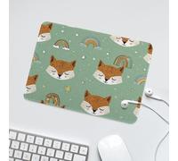 LUYYSKY Vintage Abstract Cute Fox Non-Slip Rubber Mouse Pad Classic Watercolor Animal Fox Rainbow Colorful Star Print Mouse Pads for Computers Laptop Mouse-24 x 20 CM