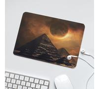 LUYYSKY Vintage Architecture Pyramid Waterproof Base Mouse Pad Rustic Watercolor Moon Desert Egyptian Architecture Desk Accessories Decor Lightweight Mouse Pad-24 x 20 CM