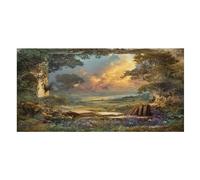 LUYYSKY Vintage Beautiful Open Window Quick-Drying Beach Towel, Oil Painting Rustic Forest Field Wildflowers Landscape Travel Vacation Single Sided Pile Bathroom Towels