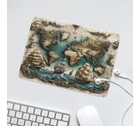 LUYYSKY Vintage Mid Century Map Waterproof Base Mouse Pad Beautiful Classic Ocean Waves Pirate Ship Map Compass Desk Accessories Decor Lightweight Mouse Pad-24 x 20 CM