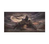 LUYYSKY Vintage Mid Century Shabby Castle Absorbent Beach Towel, Gothic Fantasy Misty Forest Halloween Bats Outdoor Single-Sided Velvet Beach Towel