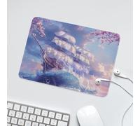 LUYYSKY Vintage Nautical Pirate Ship Non-Slip Rubber Mouse Pad Japanese Watercolor Anime Great Waves Cherry Blossom Mouse Pads for Computers Laptop Mouse-24 x 20 CM