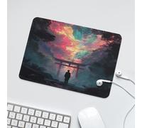 LUYYSKY Vintage Realistic Rustic Torii Non-Slip Rubber Mouse Pad Classic Japanese Natural Sunset Rainbow Colorful Clouds Torii Pattern Mouse Pads for Computers Laptop Mouse-24 x 20 CM