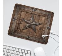 LUYYSKY Vintage Realistic Star Pattern Non-Slip Rubber Mouse Pad Classic Abstract Western Texas Star Print Wooden Board Mouse Pads for Computers Laptop Mouse-30 x 25 CM