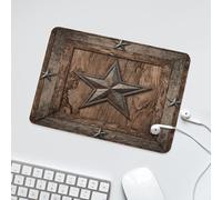 LUYYSKY Vintage Realistic Star Pattern Waterproof Base Mouse Pad Classic Abstract Western Texas Star Print Wooden Board Desk Accessories Decor Lightweight Mouse Pad-24 x 20 CM