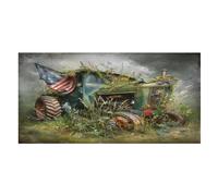 LUYYSKY Vintage Realistic Tractor Quick-Drying Beach Towel, Rustic American Western Farm Wildflower Old Red Tractor Travel Vacation Single Sided Pile Bathroom Towels