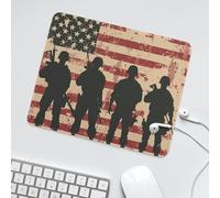 LUYYSKY Vintage Rustic 4th of July American Flag Waterproof Base Mouse Pad Abstract American Army Soldier Warrior Silhouette Desk Accessories Decor Lightweight Mouse Pad-30 x 25 CM