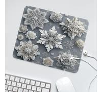 LUYYSKY Vintage Rustic Christmas Snowflakes Waterproof Base Mouse Pad Romantic Abstract New Year Snowflakes Flower Desk Accessories Decor Lightweight Mouse Pad-30 x 25 CM