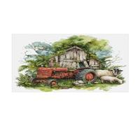 LUYYSKY Vintage Rustic Tractor Quick-Drying Beach Towel, American Realistic Western Farmhouse Barn Old Red Tractor Sheep Travel Vacation Single Sided Pile Bathroom Towels
