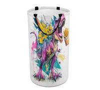 LUYYSKY Watercolor Abstract Dinosaurs Collapsible Dirty Clothes Basket, Fantasy Colorful French Fries Ink Graffiti Dinosaur Portable Clothes Storage Basket