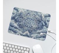 LUYYSKY Watercolor Indian Mandala Landscape Waterproof Base Mouse Pad Abstract Boho Geometric Mountain Natural Clouds Desk Accessories Decor Lightweight Mouse Pad-24 x 20 CM