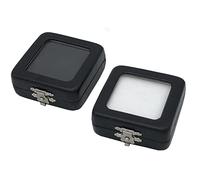 luzen 2Pcs Black PU Leather Gemstone Display Box Loose Diamond Jewelry Box Show Case Storage Box Holder with Clasp Lids and Sponge for Gems Coin Jewelry Displaying and Gift Packing