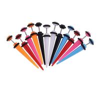 Luzhengyang 6 Colorful Acrylic Taper Stud Earrings Set for Fake Gauge Illusion - Securely in Place - No Pain or Commitment - Versatile & Stylish Ages & Occasions