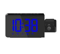Luzhengyang Digital LED Wall Projection Alarm Clock with AM/FM Radio for Bedroom, 90 Degree Rotating Time Projector, Snooze Function, Brightness Adjustment, Best Desk - blue