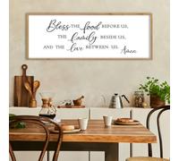 LuZhiQiang Bless the Food Before Us Wall Decor Sign 32" X 12" for Dining Room Kitchen Wall Art (Wood)