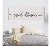 LuZhiQiang Sweet Dreams Wall Decor Sign 40"X15" Master Bedroom Over Bed Wall Wood Framed Art (White)