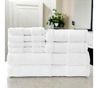 Luzia 8 Piece Bathroom Towel Set - 100% Turkish Cotton, Premium Quality - 2 Bath Towels 2 Hand Towels and 4 Washcloths (White)