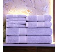 Luzia 8 Piece Towel Set - 100% Turkish Cotton, Premium Quality - 2 Bath Towels 2 Hand Towels and 4 Washcloths (Lavender)