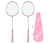 LUZLED 2 Pcs Badminton Racket, Pink Professional Separate Iron Alloy Badminton Rackets with Storage Bag, Lightweight Adult Badminton Racket for Beginner Students Professional Training Competition