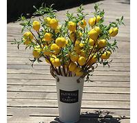 LUZLED 3PCS Artificial Lemon Branch, 20 In Yellow Fake Floral Picks with Green Leaves for Home Spring Decor