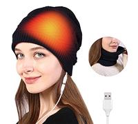 LUZLED Heated Hat USB Electric Warm Heated Beanie Hat Men Women Winter Battery Heat Skull Beanie Warm Winter Cold Protection Outdoor Rechargeable Warm Heated Hat（black）
