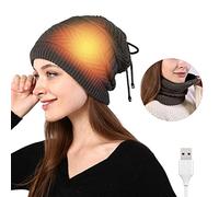 LUZLED Heated Hat USB Electric Warm Heated Beanie Hat Men Women Winter Battery Heat Skull Beanie Warm Winter Cold Protection Outdoor Rechargeable Warm Heated Hat（Gray）