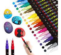 LUZOON Acrylic Felt, 18 Colours Acrylic Paint Marker Pens Waterproof Permanent for Graffiti Pebble Egg, Ceramic, Canvas, Porcelain, Wood, Black Paper