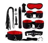 Luzoro 11Pcs Cosplay Toy Set for Couples, Binding Strap Sex Toys BDSM Bondage Set Sex Toy Bundled Toolkit Sex Bondage Set Nylon Bundle Set PU Leather Bundled Tying Set SM Set for Couples Gameplay