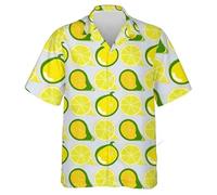 LuzoyaoLZY 3D Printed Fruit Lemon Graphic Hawaii Beach Shirts Summer Short Sleeve Plus Size Button Up Blouse Shirts Mens Tee Shirt Tops