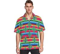 LuzoyaoLZY 3D Printed Mahjong Graphic Shirts for Men Casual Button Down Short Sleeve Hawaiian Beach Shirt Mens Oversized Shirts & Blouses
