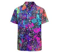 LuzoyaoLZY Men's Hawaiian Shirts Fashion Casual Short Sleeve Turn-Down Button Up Shirts for Men 3D Printed Summer Blouse Streetwear