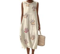 LuzoyaoLZY Women's Insect 3D Printed Long Beach Dress Bee Butterfly Lizard Fish Alpaca Sleeveless A-Line Bohemian Summer Vacation Dresses